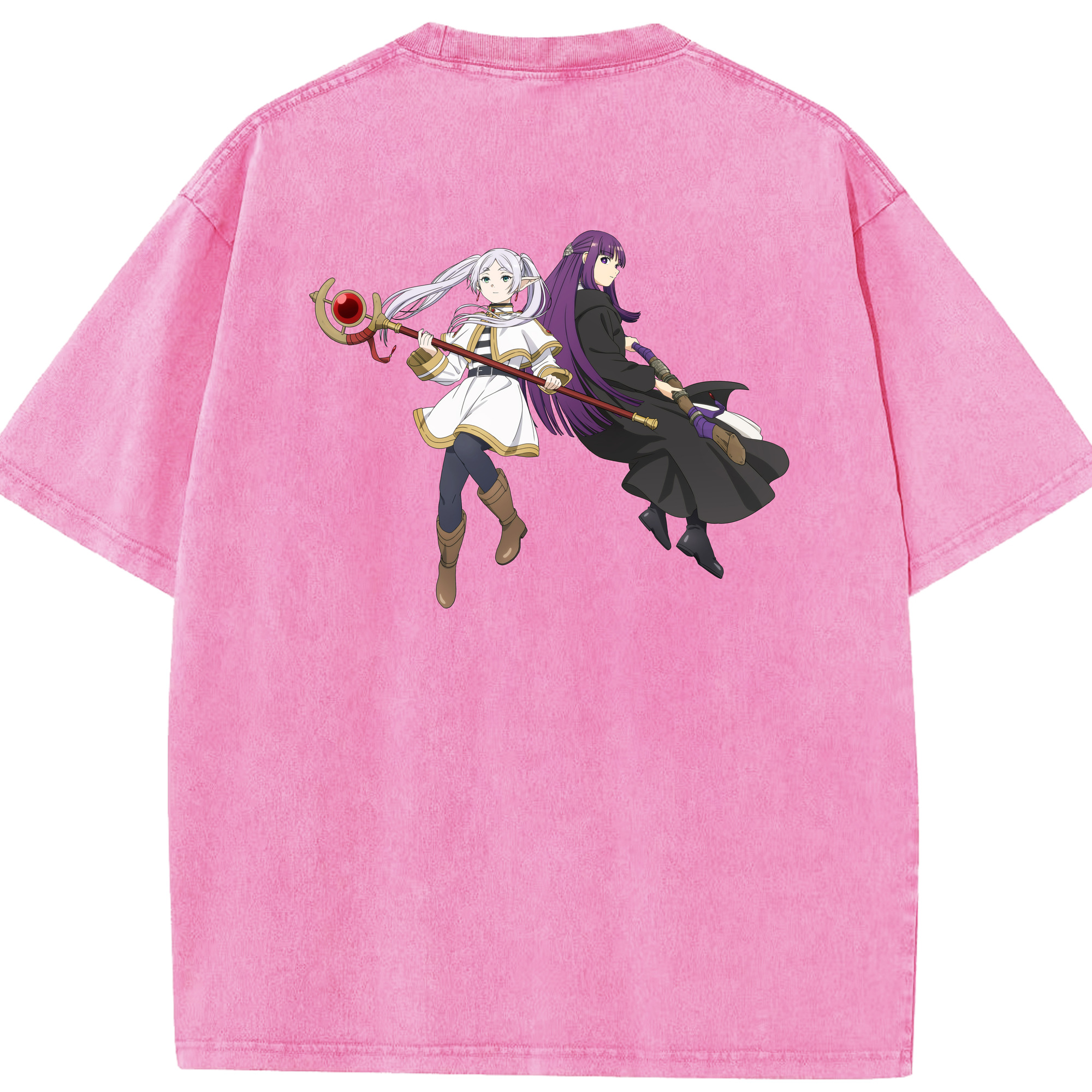 （画像用） 葬送のフリーレン Frieren 綿100% ヴィンテージ風 半袖Tシャツ（背面プリント）